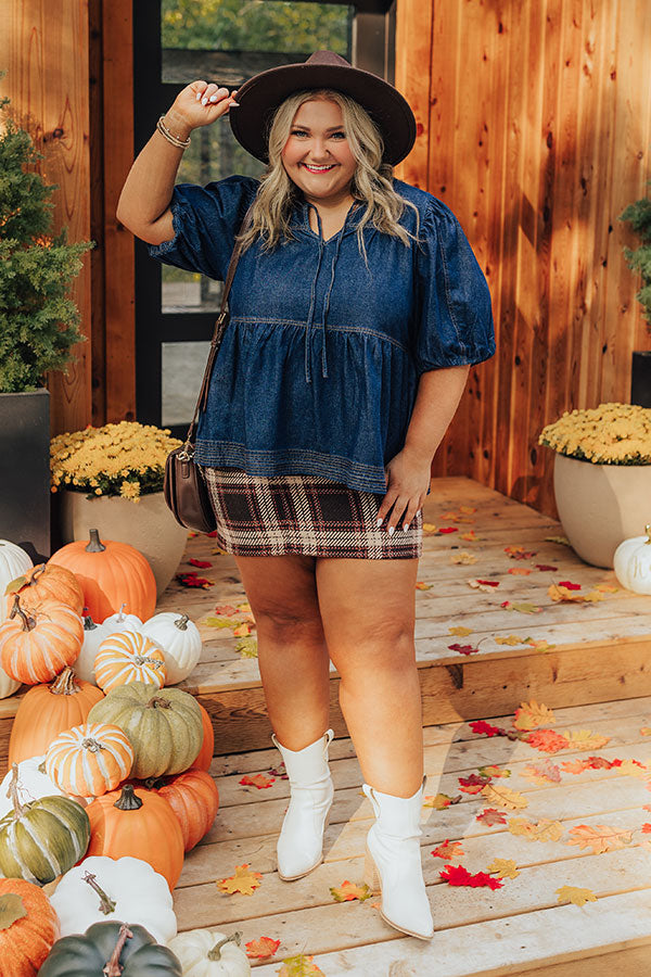 Sweet Darling Denim Babydoll Top Curves