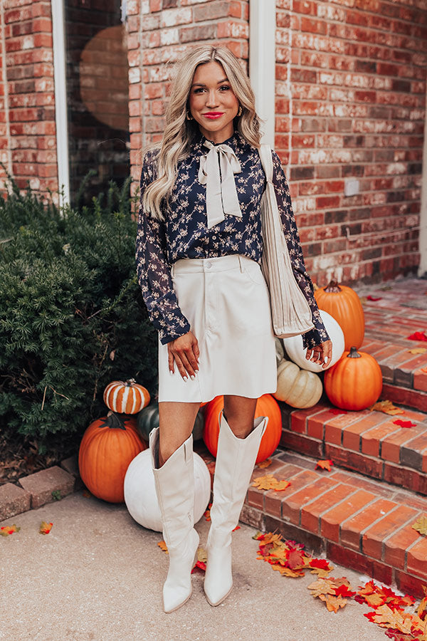 French Cafe Floral Top in Black