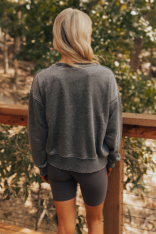 Cool Mornings Vintage Wash Sweatshirt in Charcoal