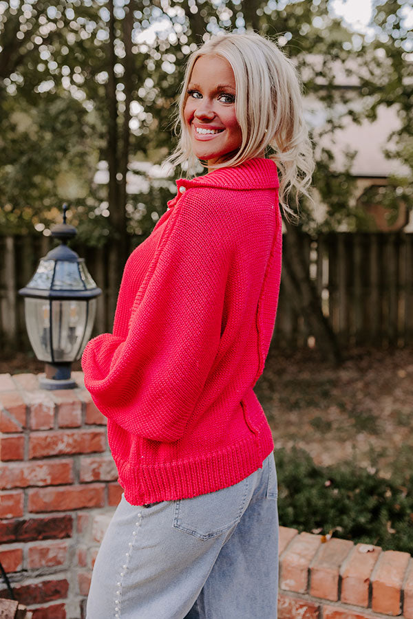 Apple Picking Pretty Knit Sweater In Bright Red