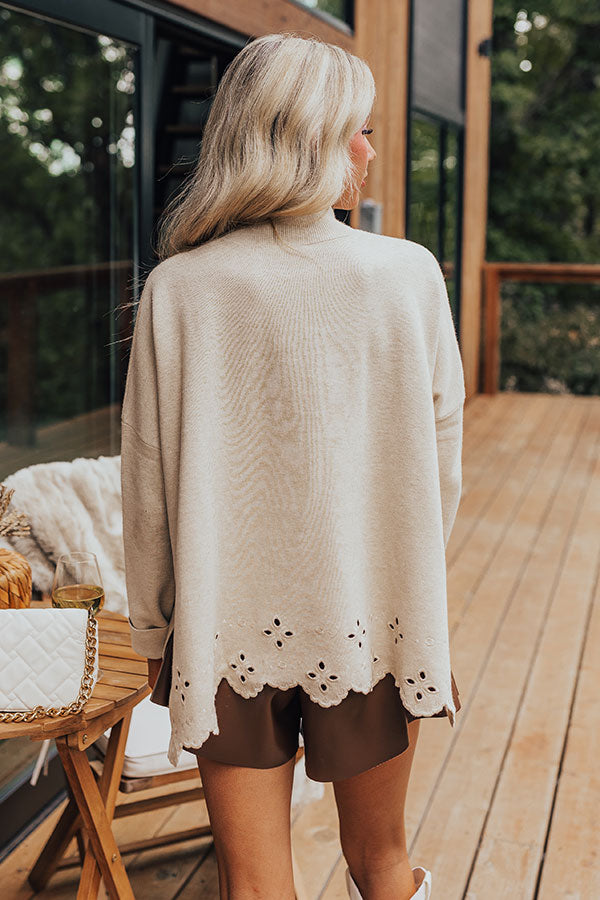 Kind Glance Eyelet Sweater in Oatmeal