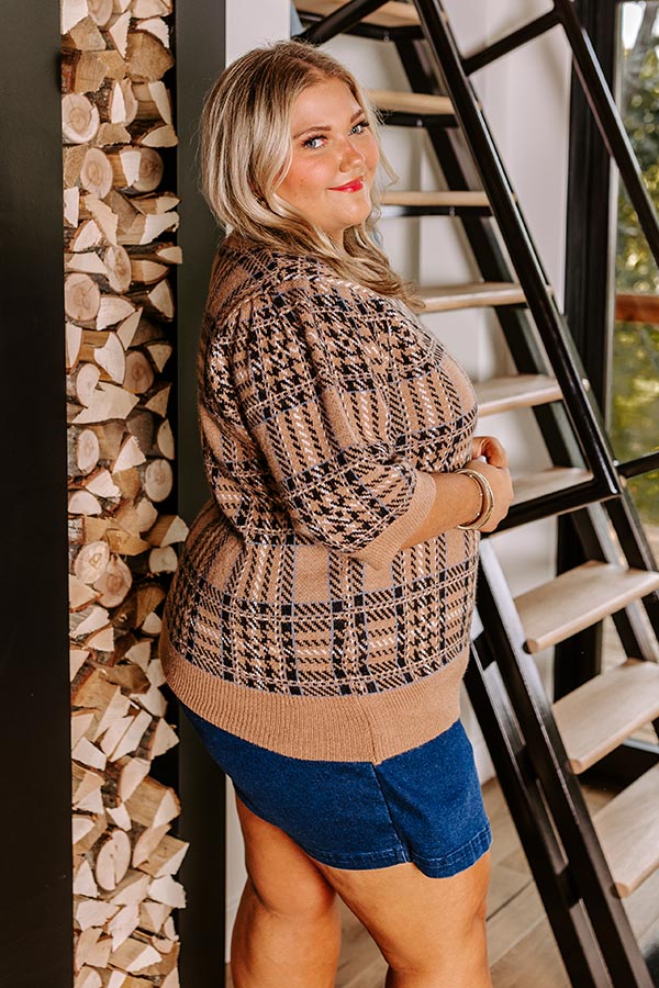 So Charmed Plaid Knit Top Curves