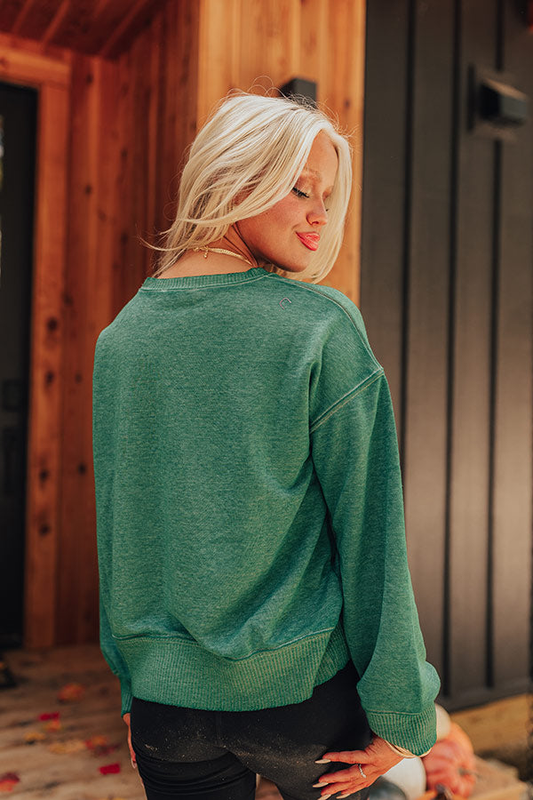 Cool Mornings Vintage Wash Sweatshirt in Olive