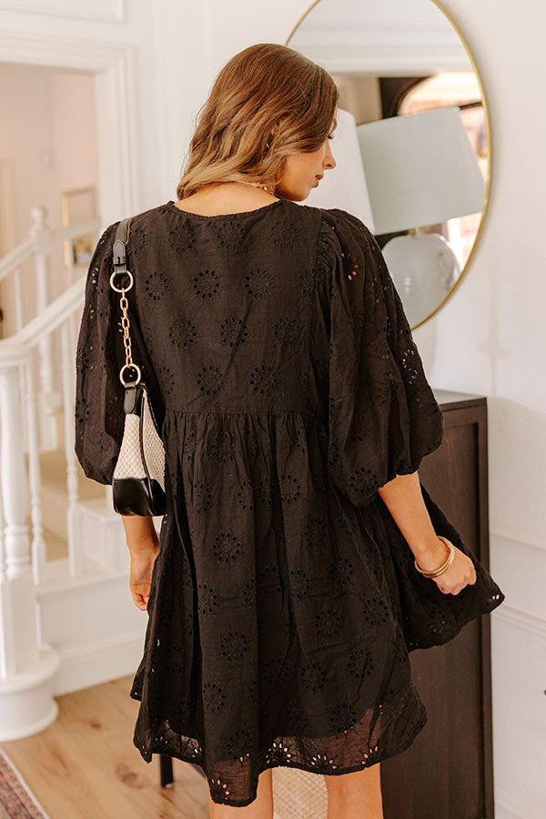 Totally Chic Eyelet Mini Dress in Black L / Black Totally Chic Eyelet Mini Dress in Black L / Black
