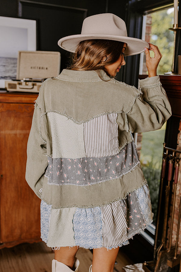 Pick Of The Patch Color Block Jacket in Sage