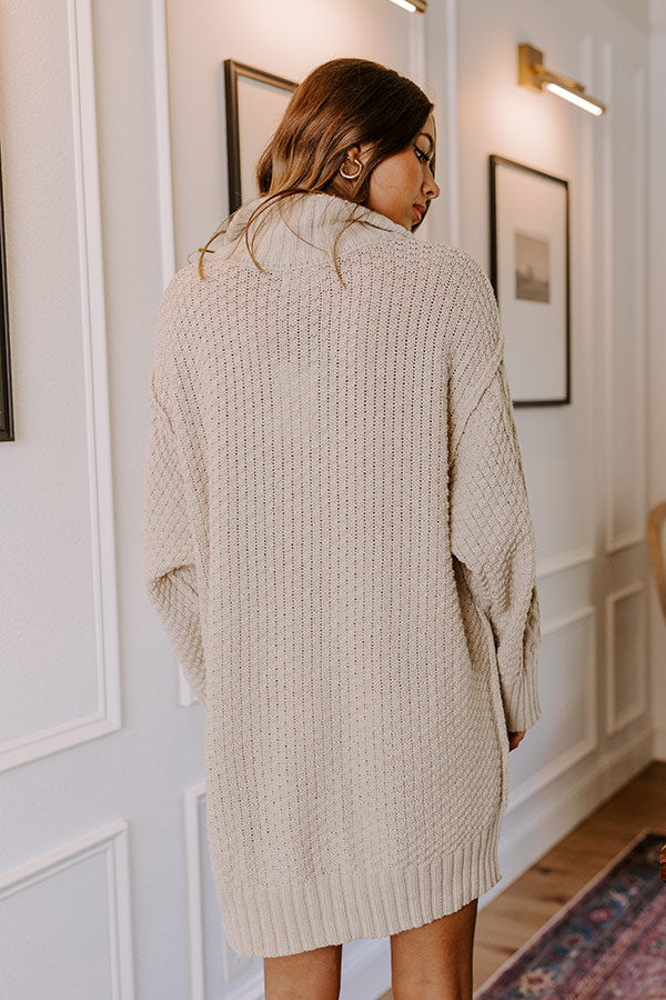 Pumpkin Kisses Cable Knit Sweater Dress in Light Oatmeal