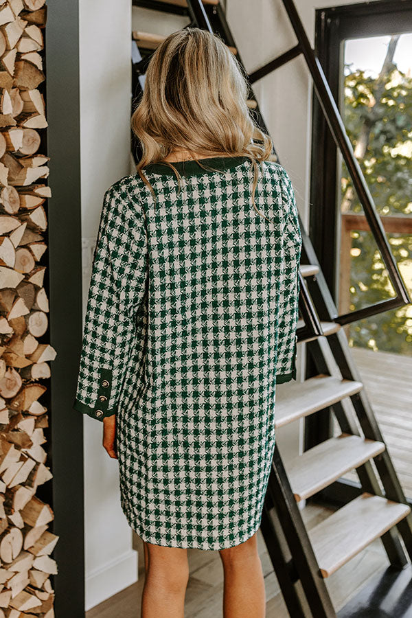 green houndstooth dress Never Left Behind Hunter Green Houndstooth Mini Dress Shop the Mint