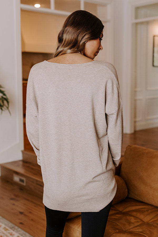 Fall Latte Shift Sweater in Light Warm Taupe