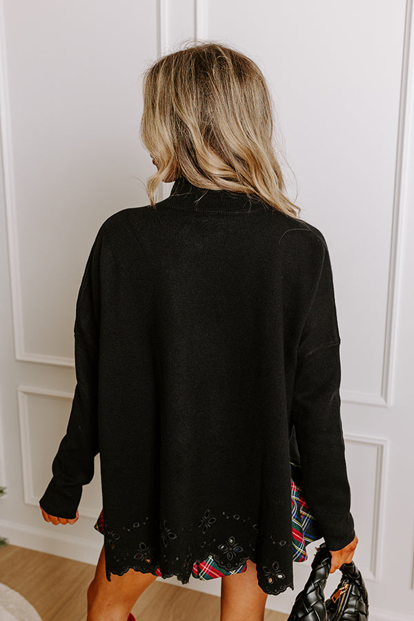 Kind Glance Eyelet Sweater in Black