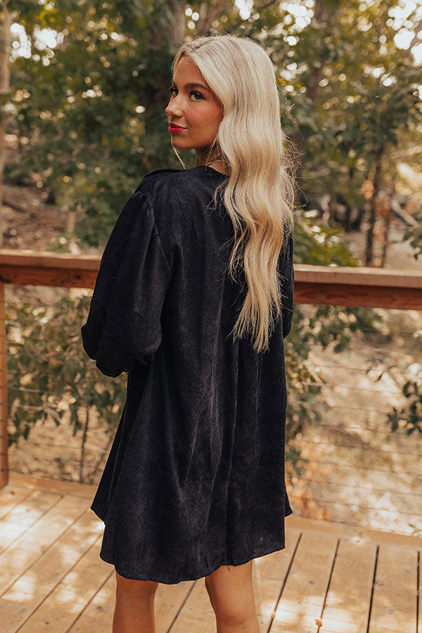 Cappuccino Cutie Corduroy Mini Dress in Black Cappuccino Cutie Corduroy Mini Dress in Black