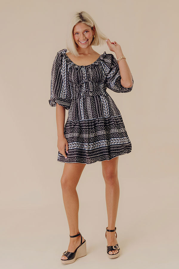 Wine Country Cutie Floral Mini Dress in Black M / Black