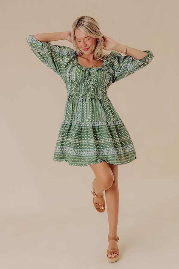 Wine Country Cutie Floral Mini Dress in Green Image - 1