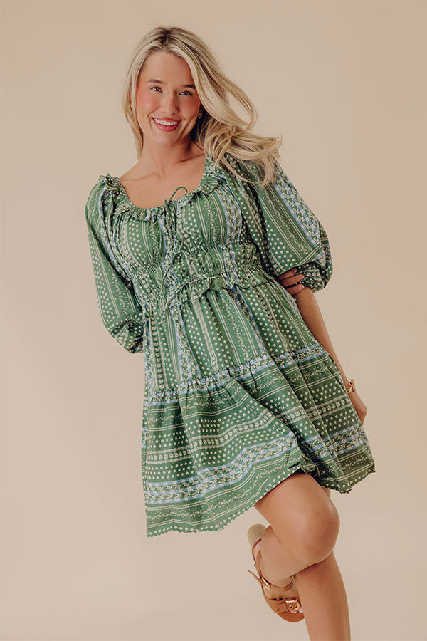 Wine Country Cutie Floral Mini Dress in Green Image - 2