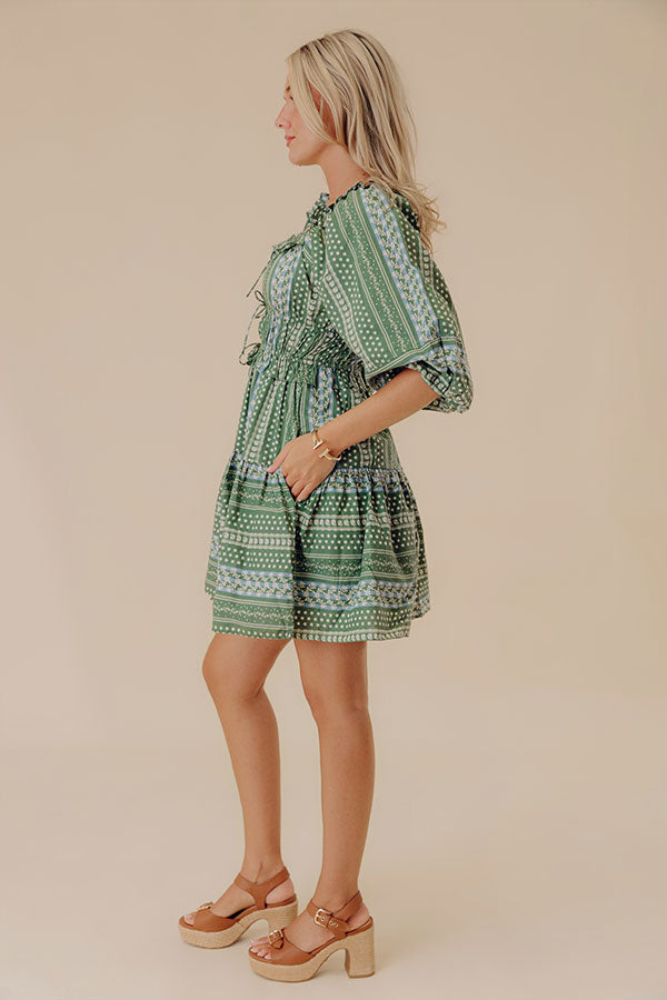 Wine Country Cutie Floral Mini Dress in Green Image - 3