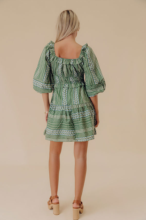 Wine Country Cutie Floral Mini Dress in Green Image - 4