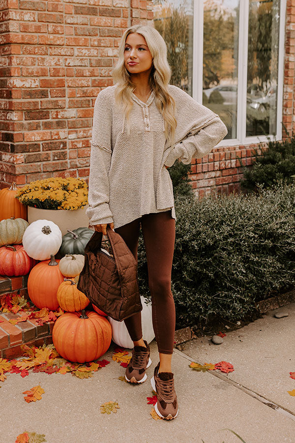 Bonfire Cozy Knit Hoodie in Warm Taupe