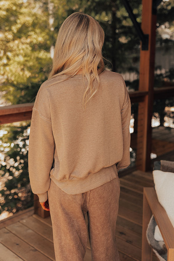 Cool Mornings Vintage Wash Sweatshirt in Mocha