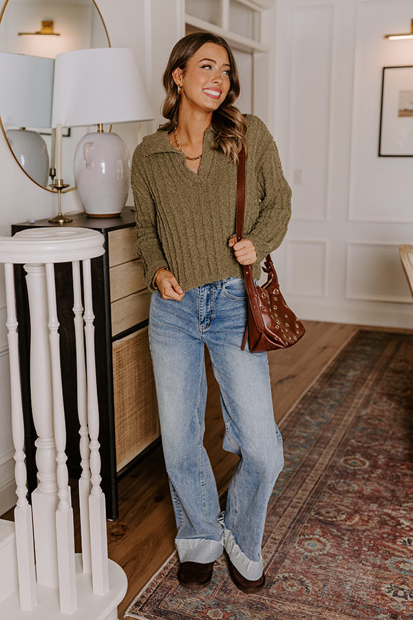 Harvest Hues Knit Sweater Top in Sage