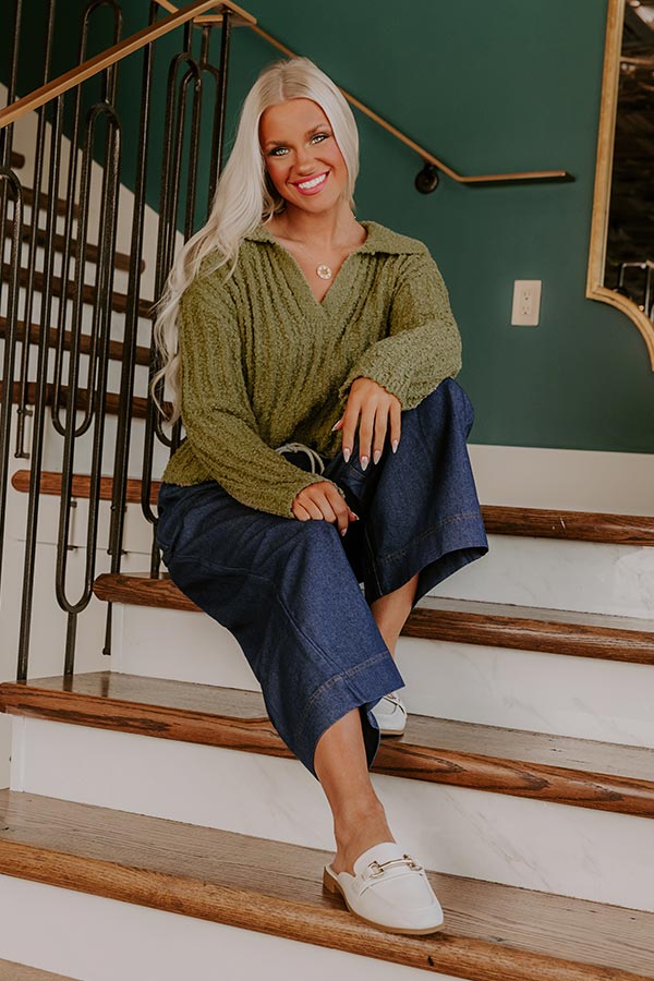 Harvest Hues Knit Sweater Top in Sage Image - 2