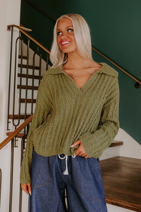 Harvest Hues Knit Sweater Top in Sage