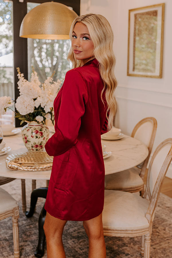 City Socialite Satin Blazer Dress in Red Xs / Red City Socialite Satin Blazer Dress in Red Xs / Red