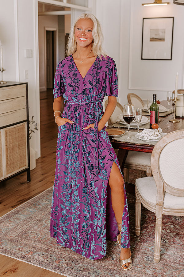 Courtyard Kisses Velvet Burnout Maxi Dress