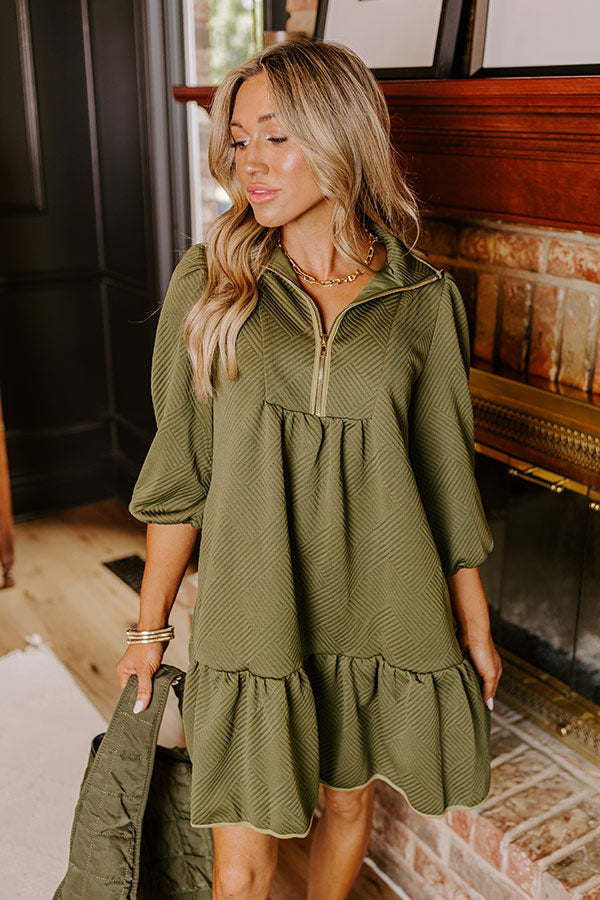 Fall Mixer Mini Dress in Olive Fall Mixer Mini Dress in Olive