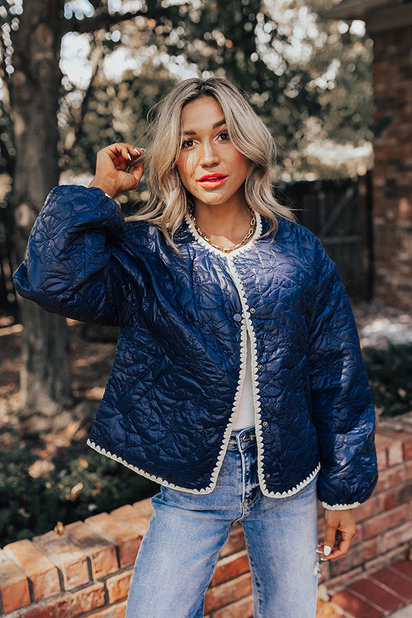 Fall Festival Quilted Jacket in Navy