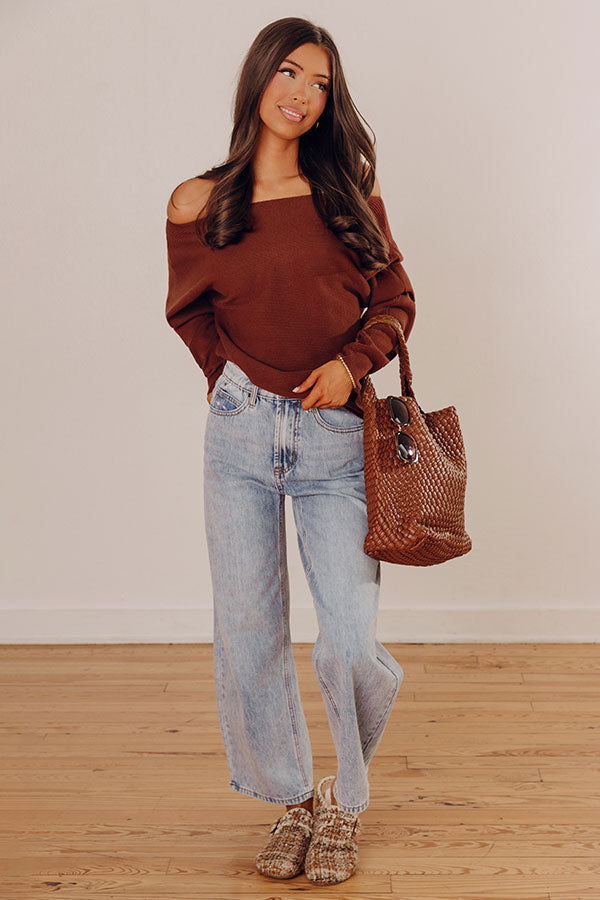 Cinnamon Chai Ribbed Sweater Top in Chestnut Image - 2