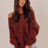 Cinnamon Chai Ribbed Sweater Top in Chestnut Image - 1