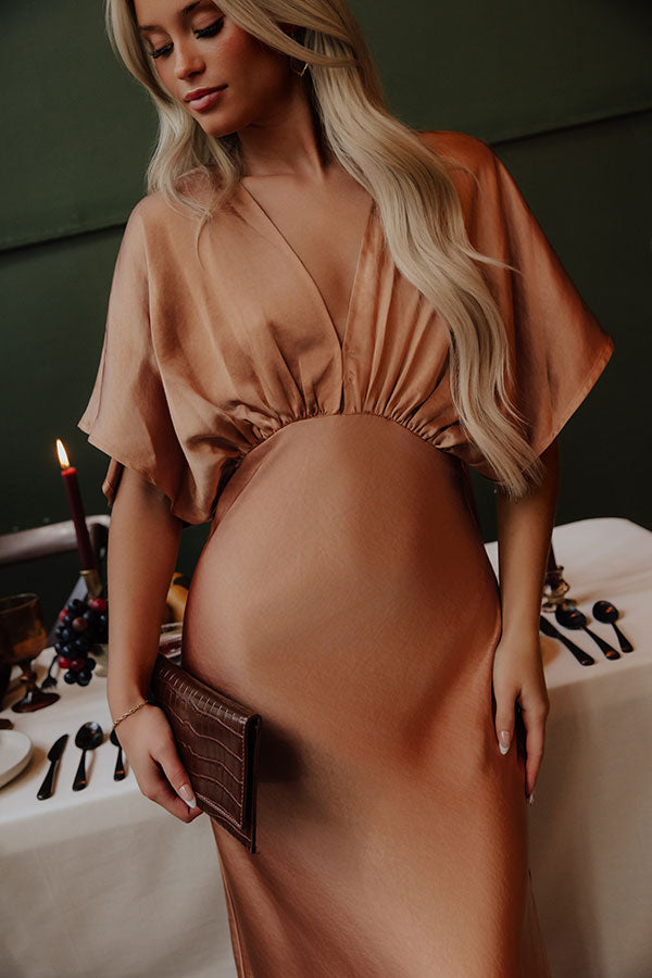 Gala Moment Satin Maxi Dress in Dark Rust Image - 2