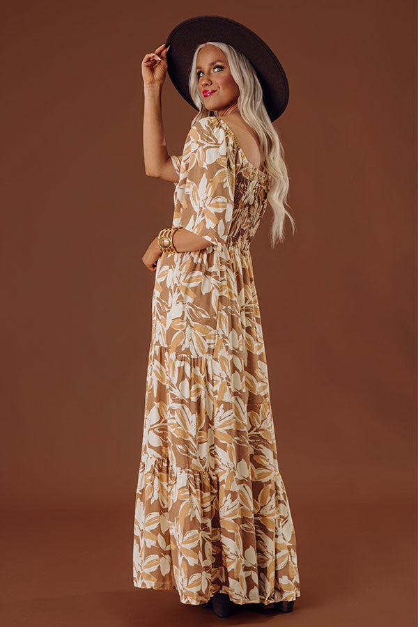 Charming Smile Floral Maxi Dress in Mocha Image - 2