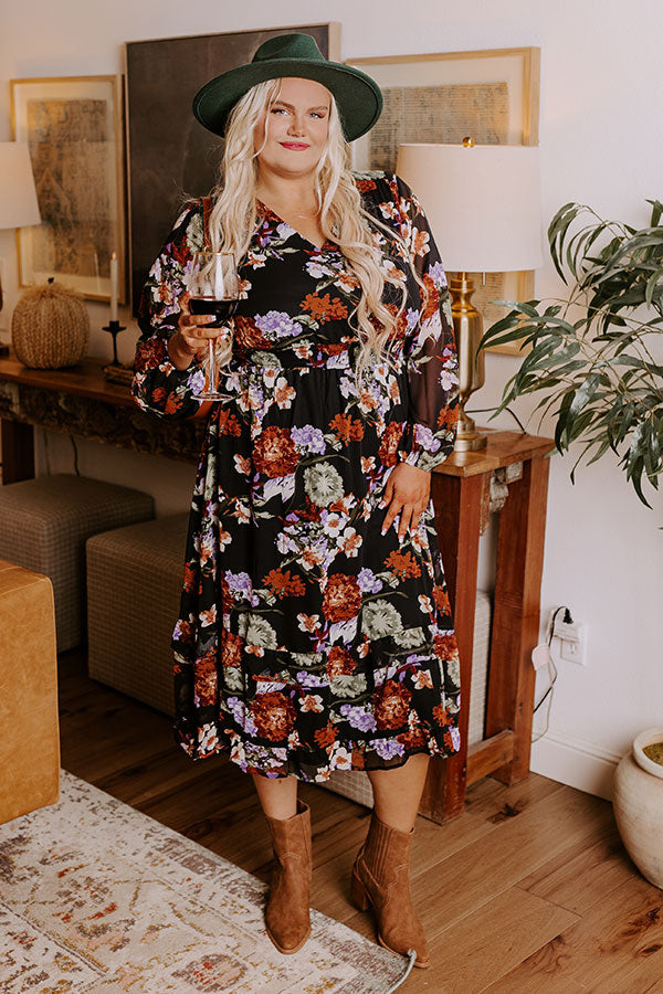 Vineyard Stroll Floral Midi Curves