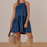 Always In Style Denim Mini Dress in Dark Wash Image - 1