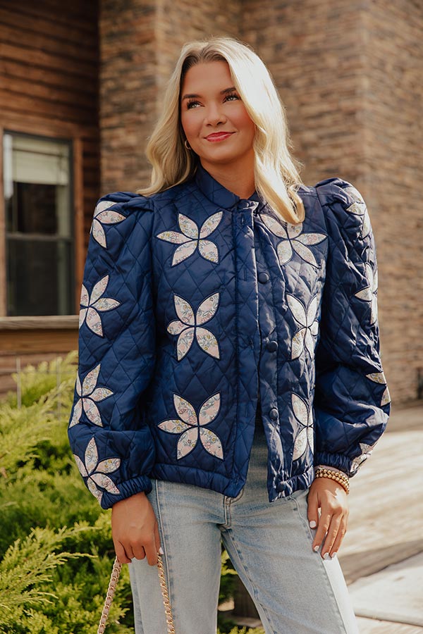 Statement Maker Quilted Jacket in Navy Image - 2