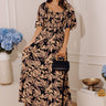 Charming Smile Floral Maxi Dress in Black Image - 1