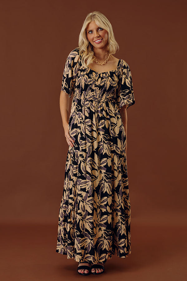 Charming Smile Floral Maxi Dress in Black Image - 2