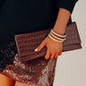 Fashionably Late Faux Leather Clutch in Chocolate Image - 1