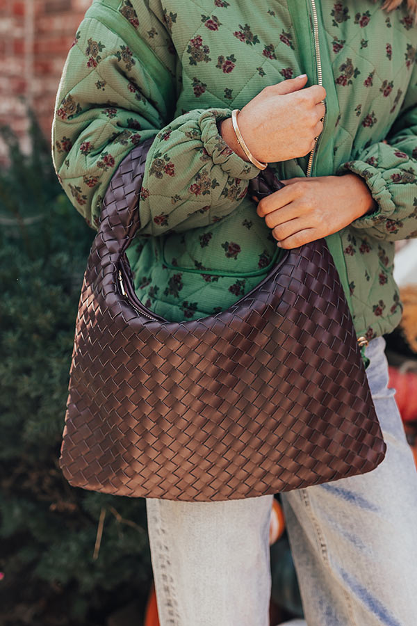 Street Style Faux Leather Woven Tote in Chestnut