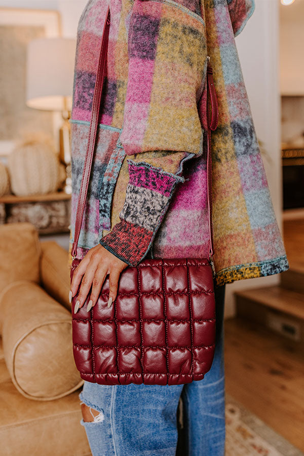 Park Avenue Cutie Faux Leather Quilted Purse in Wine