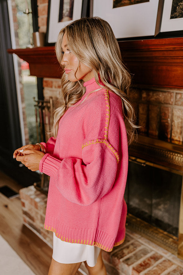 Cuddle Season Knit Sweater in Pink