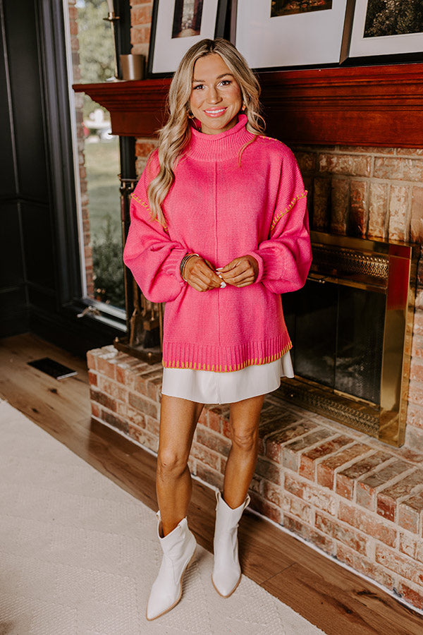 Cuddle Season Knit Sweater in Pink