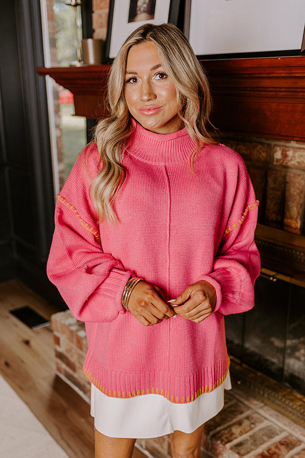Cuddle Season Knit Sweater in Pink