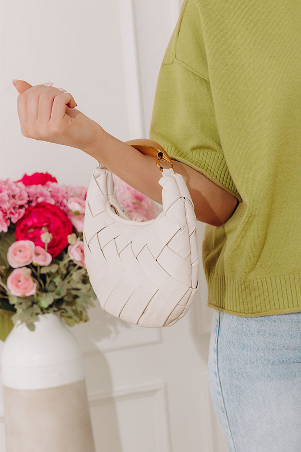 Easy To Style Faux Leather Woven Purse in Ivory