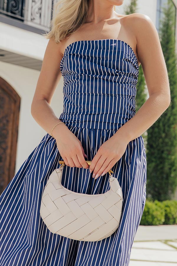 Easy To Style Faux Leather Woven Purse in Ivory Image - 5