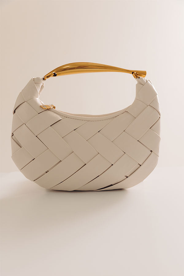 Easy To Style Faux Leather Woven Purse in Ivory