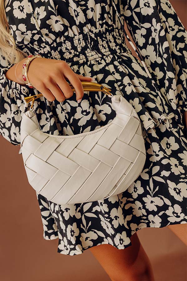 Easy To Style Faux Leather Woven Purse in Ivory Image - 1