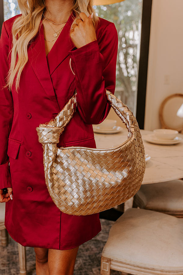 Feeling Glam Woven Metallic Tote in Gold