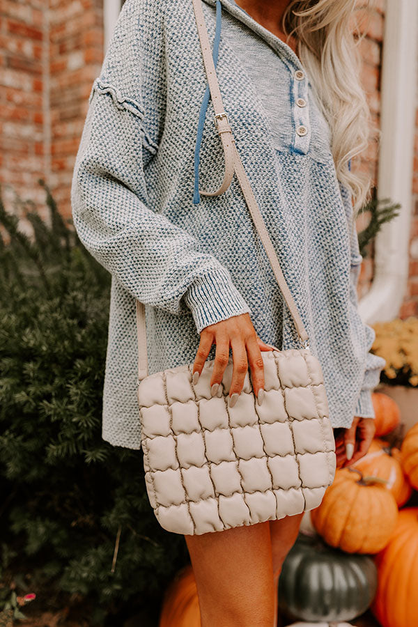 Park Avenue Cutie Faux Leather Quilted Purse in Beige