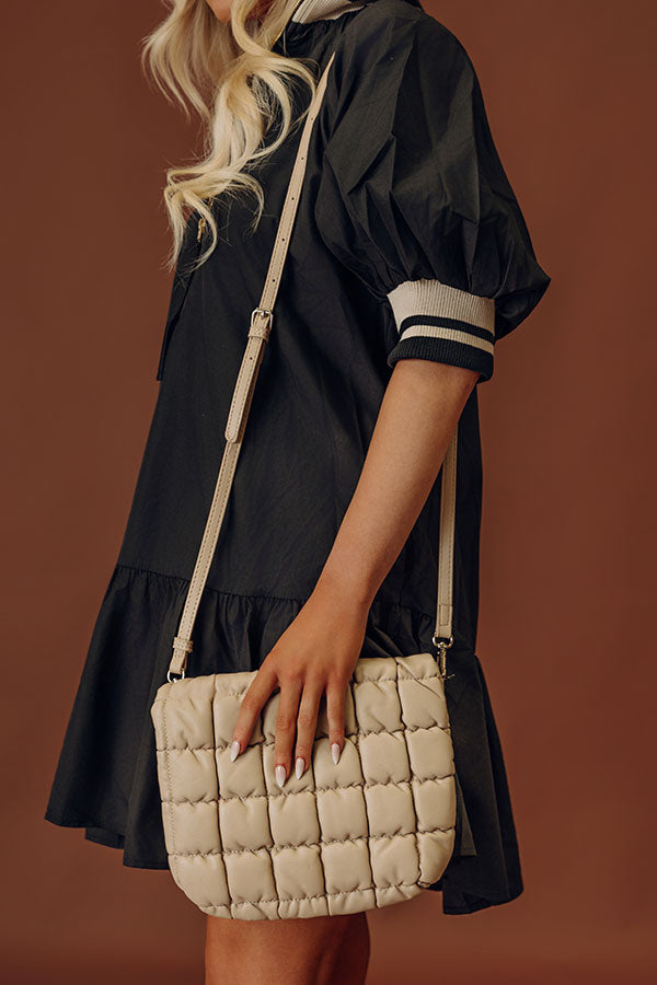 Park Avenue Cutie Faux Leather Quilted Purse in Beige
